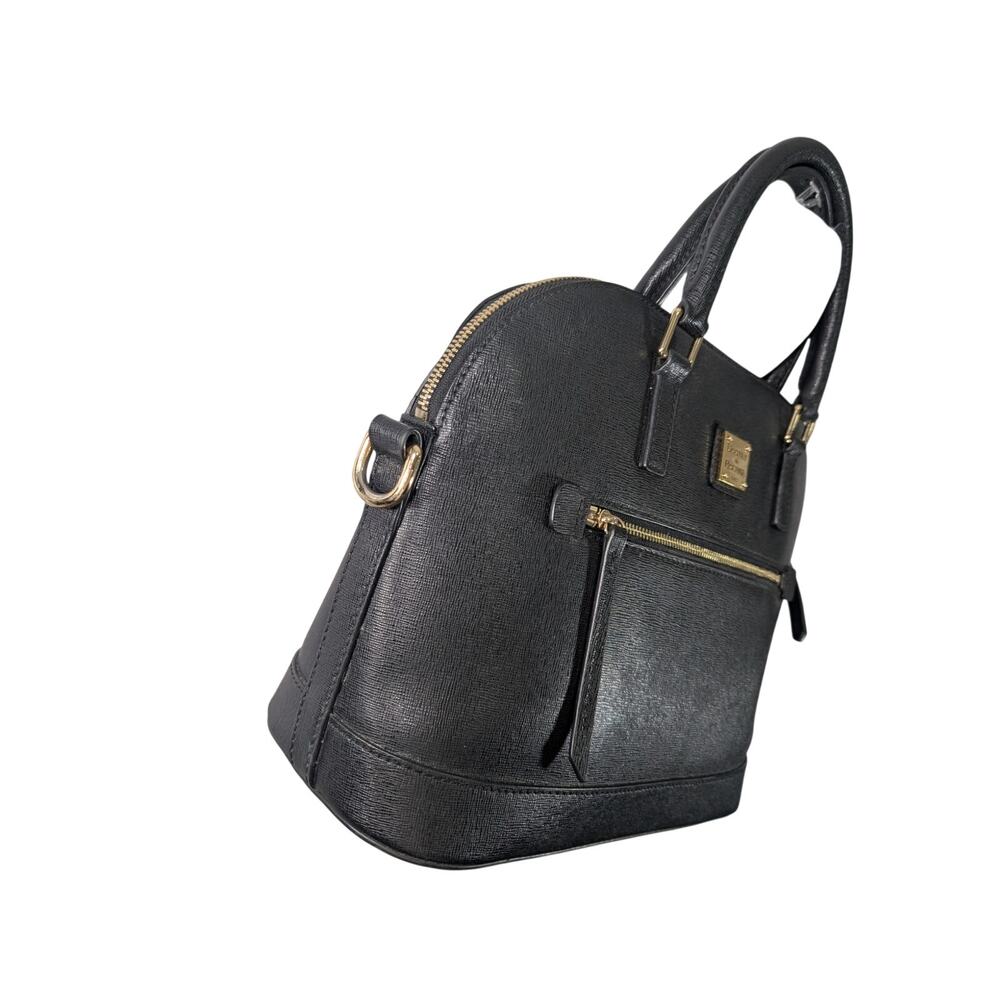 DOONEY & BOURKE! RICH BLACK GENUINE LEATHER, GOLD HARDWARE HAND BAG, PURSE! - Picture 4 of 11